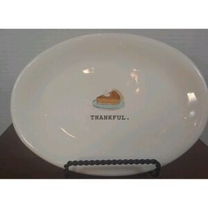 Set Of 4 Rae Dunn Artisan Collection 8" "Thankful" Pumpkin‎ Pie Dessert Plate